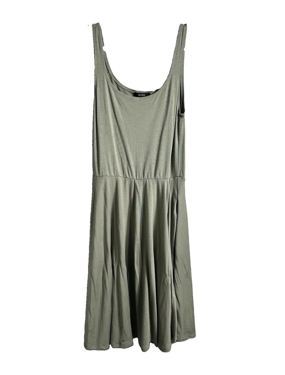Quince Women’s Green Solid Scoop Neck Strappy Midi Sundress S Lyocell